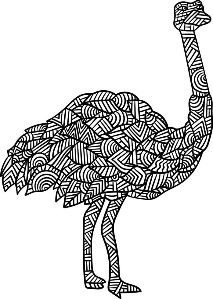 Ostrich Mandala Coloring Pages for Adults vector