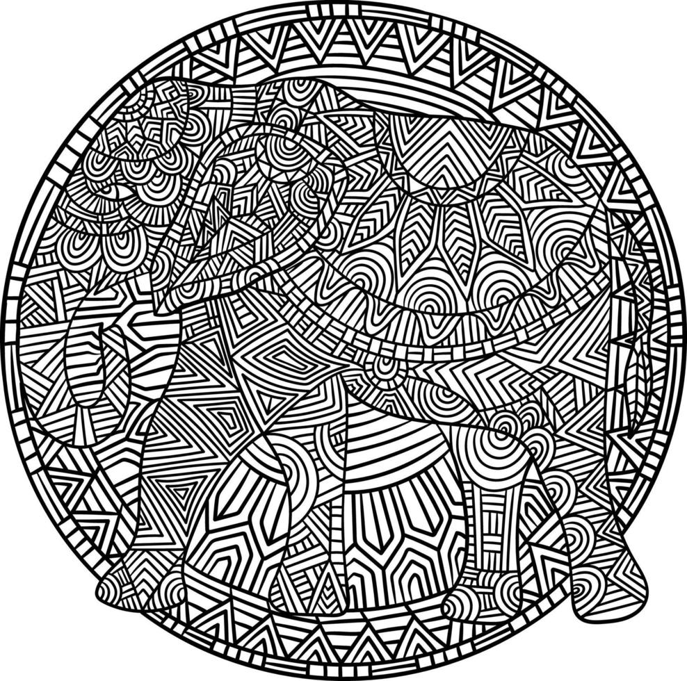 elefante mandala para colorear para adultos vector