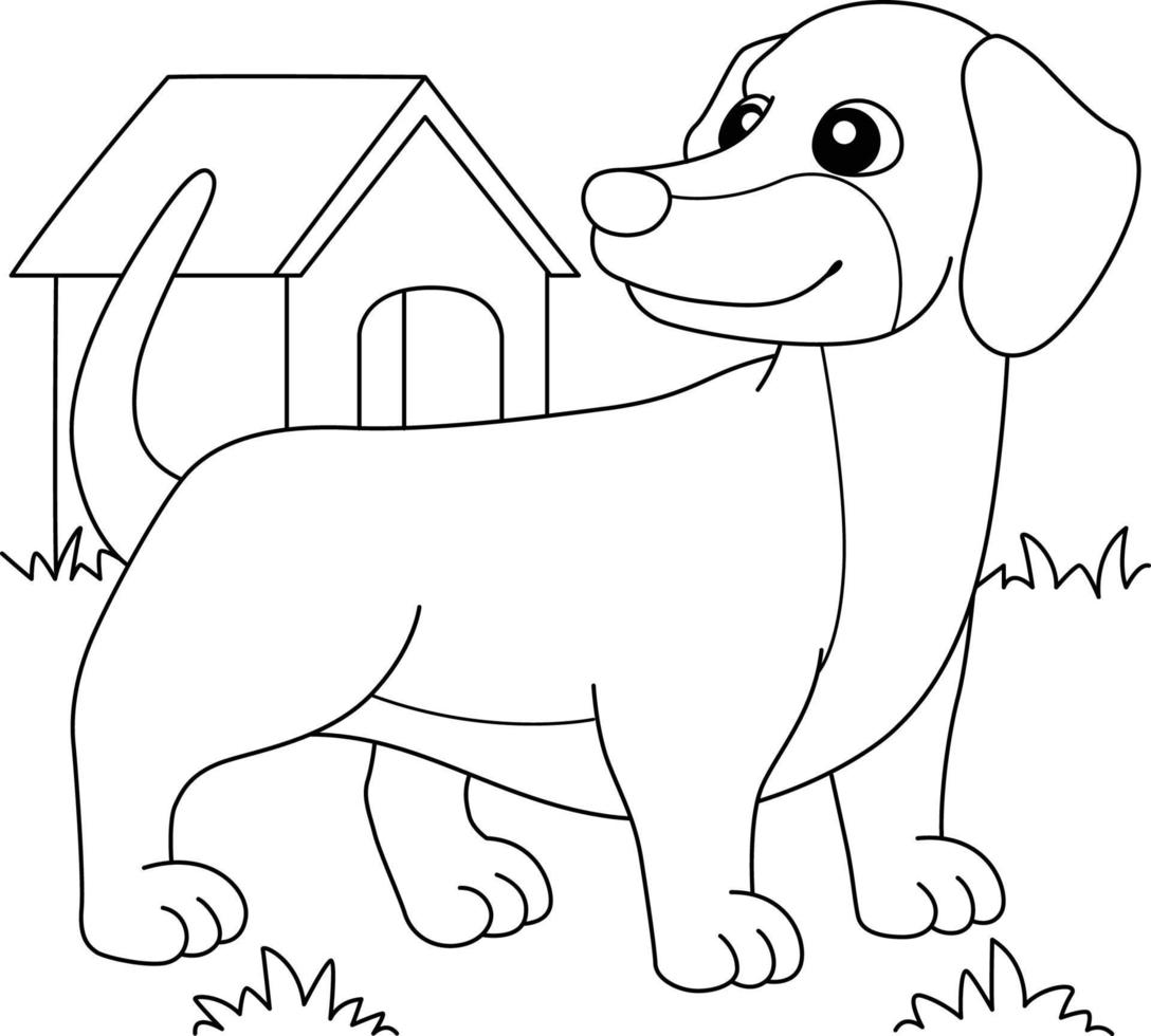 Dachshund Dog Coloring Page for Kids vector