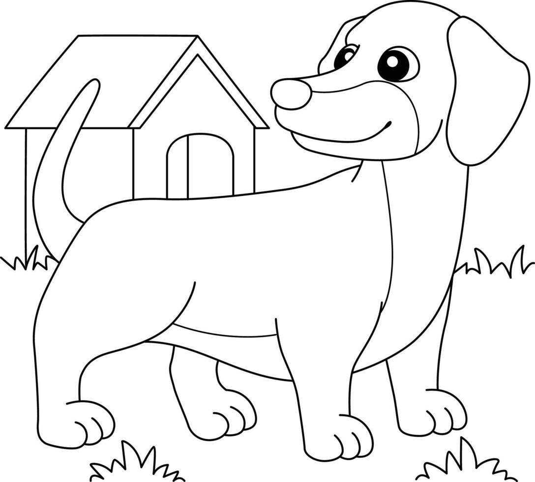 perro salchicha para colorear para niños vector