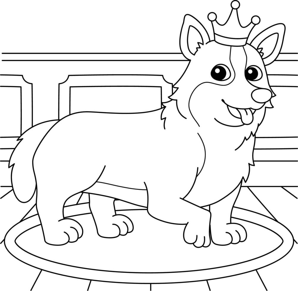 página para colorear de perro corgi para niños vector