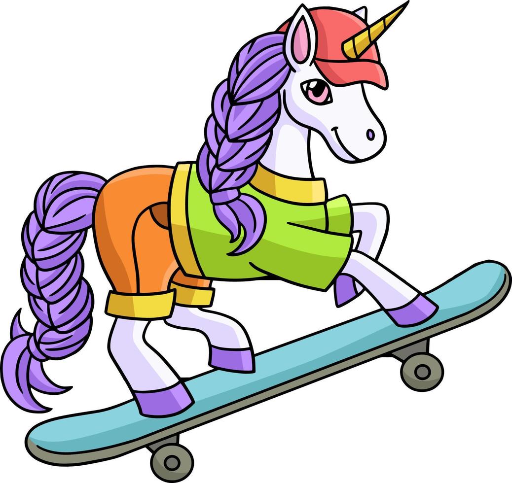 Unicorn Skating Cartoon Clipart Illustration vector