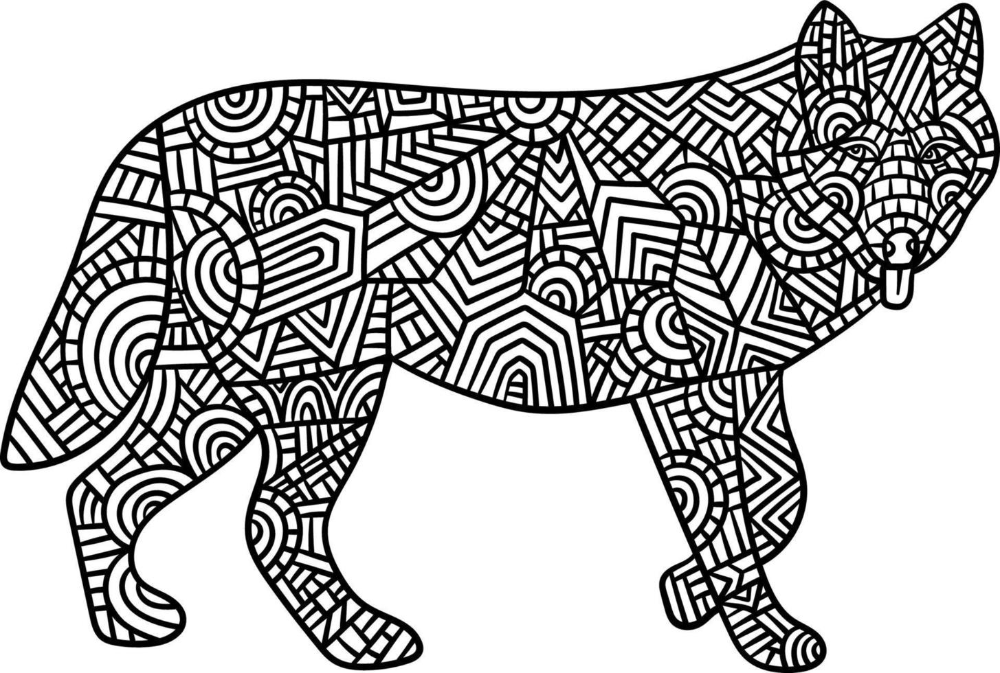 Wolf Mandala Coloring Pages for Adults vector