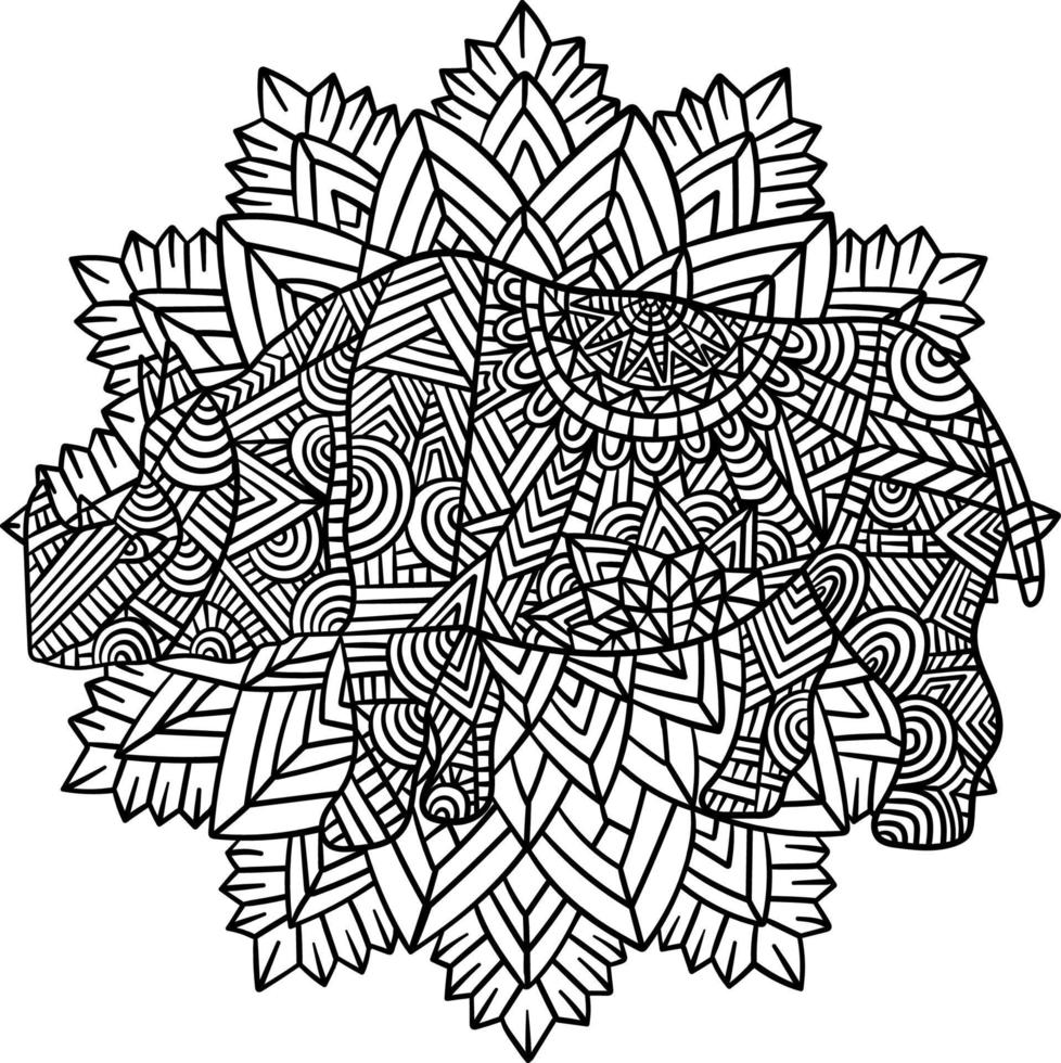 Rhinoceros Mandala Coloring Pages for Adults vector