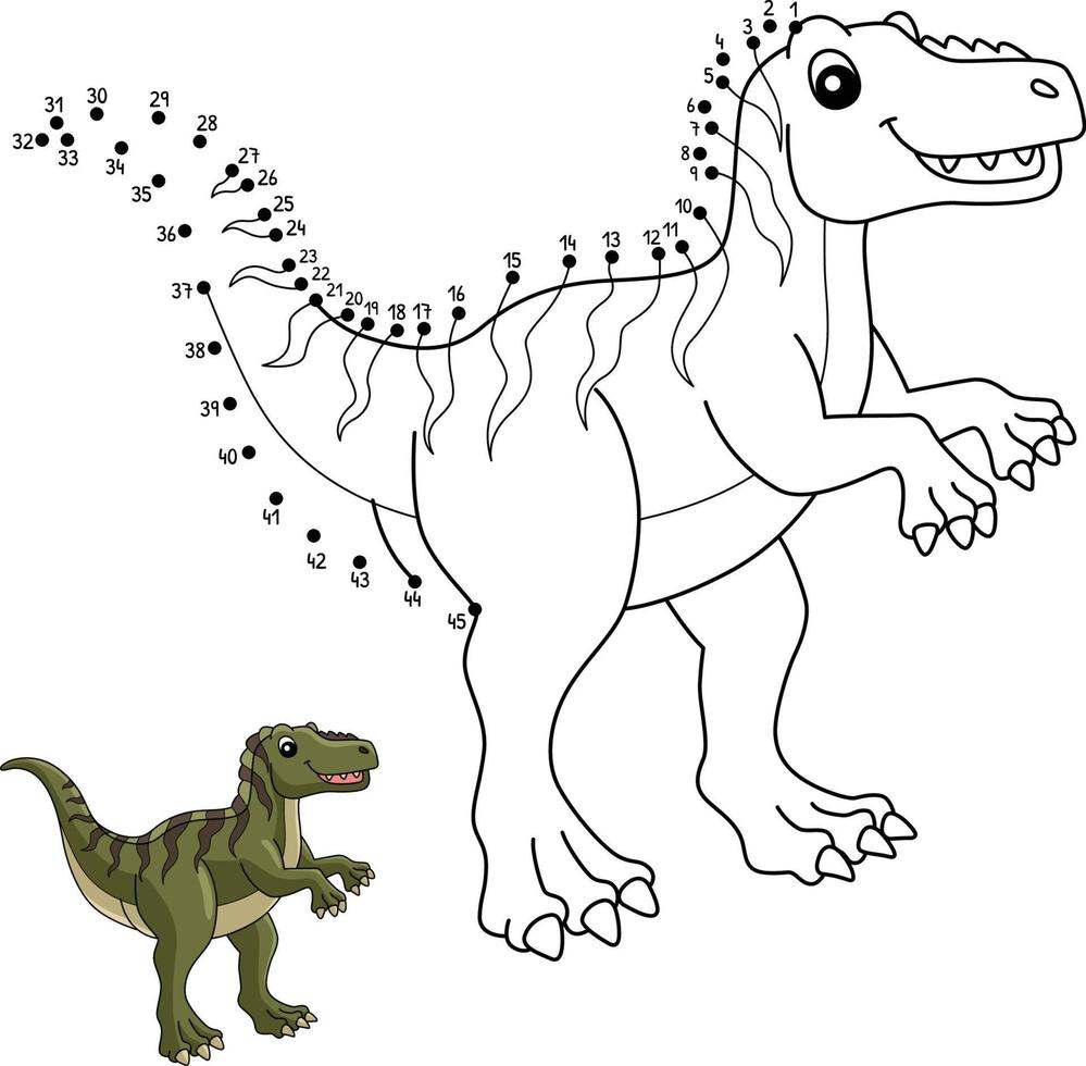 Dot to Dot Fukuiraptor Dinosaur Coloring Isolated vector