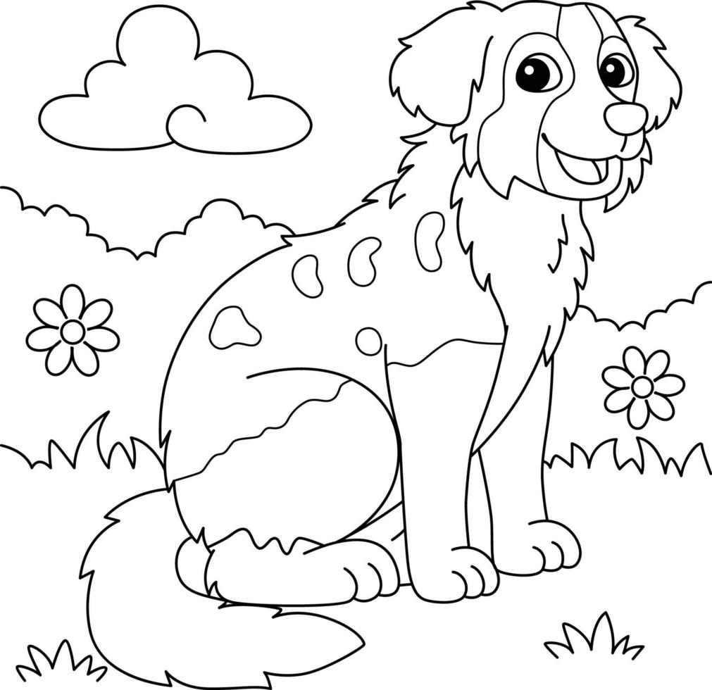 Australian Shepherd Dog Coloring Page for Kids vector