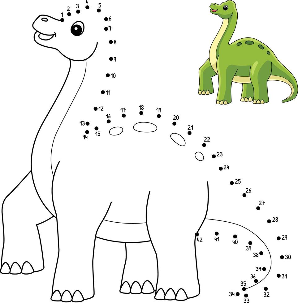 Dot to Dot Brachiosaurus Dinosaur Isolated vector