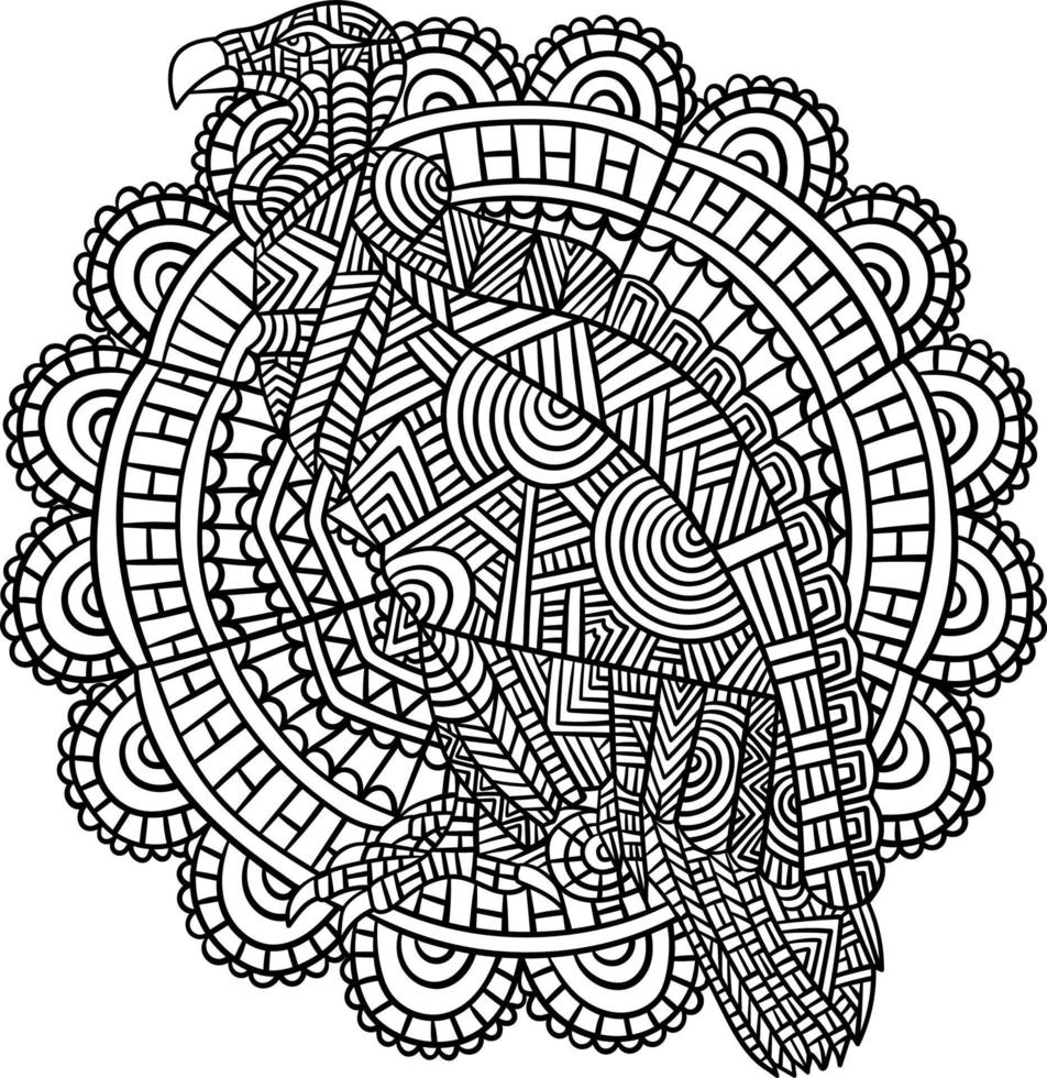 Hooded Vulture Mandala Coloring Pages for Adults vector