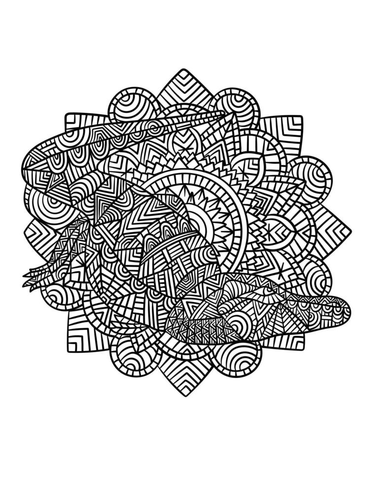 cocodrilo mandala para colorear para adultos vector