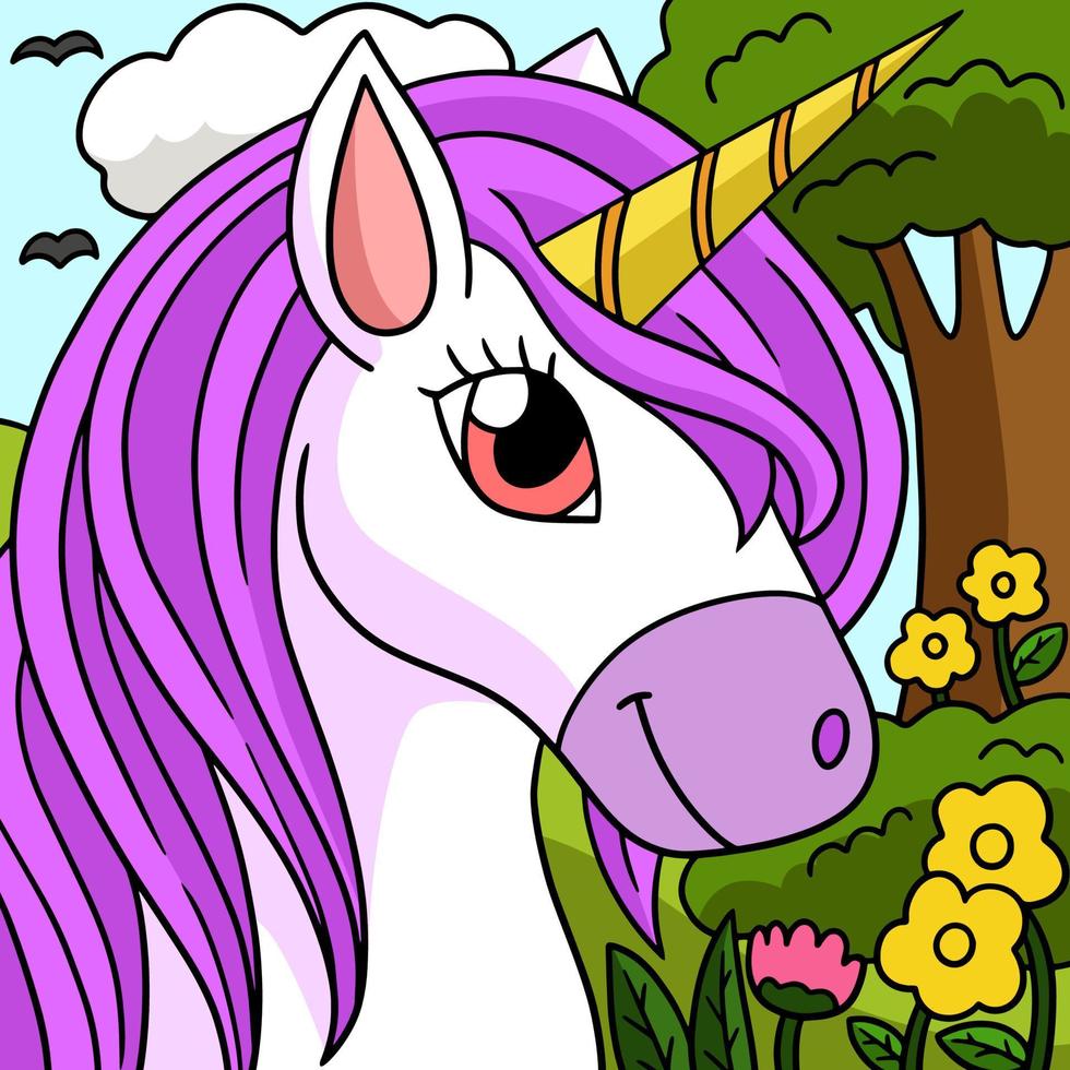 hermosa ilustración de dibujos animados de color unicornio vector