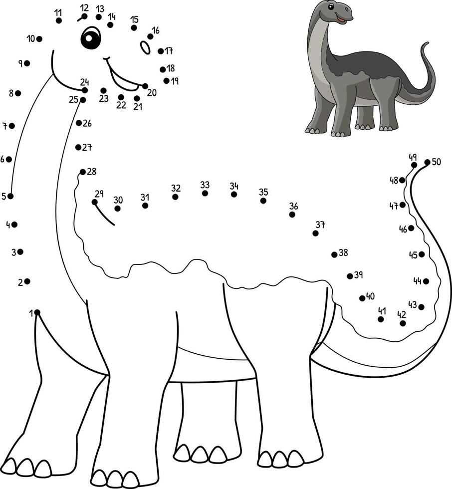 Dot to Dot Jobaria Dinosaur Coloring Isolated Page vector