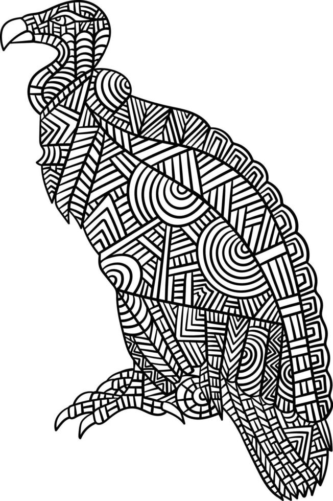 Hooded Vulture Mandala Coloring Pages for Adults vector