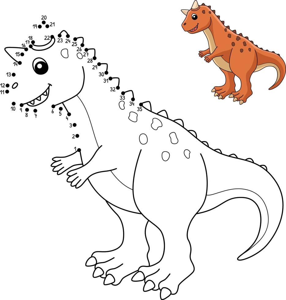 Dot to Dot Carnotaurus Dinosaur Coloring Isolated vector