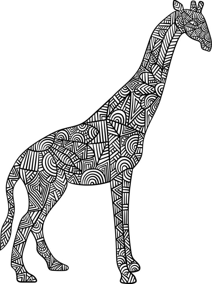 Giraffe Mandala Coloring Pages for Adults vector