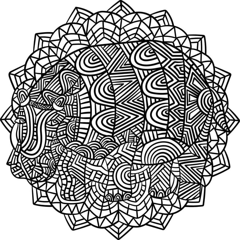 mandala de hipopotamo para colorear para adultos vector