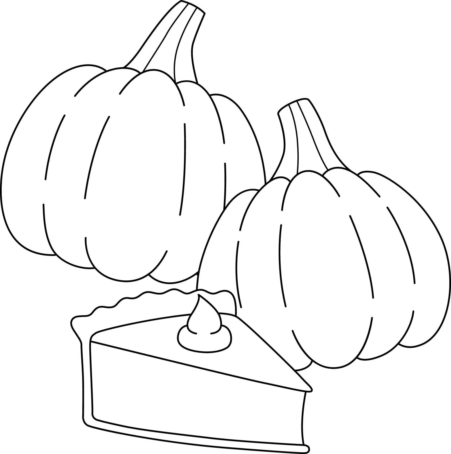 Thanksgiving Pie And Pumpkins Coloring Page 7819148 Vector Art at Vecteezy