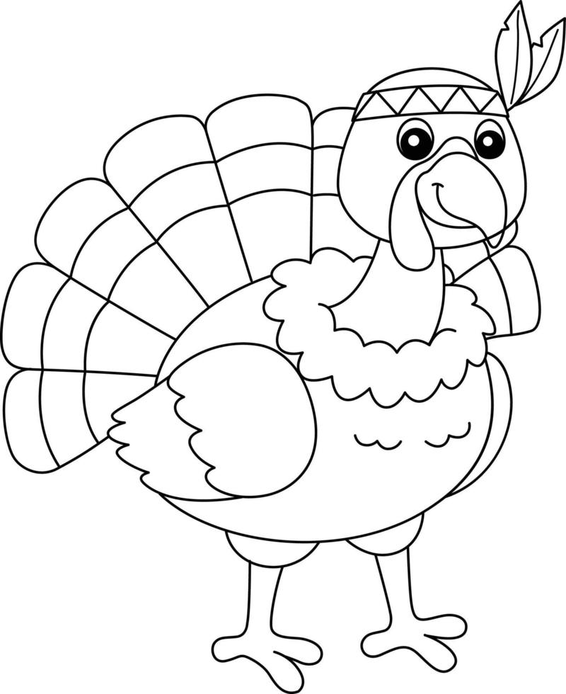 Thanksgiving Turkey Indian Headdress Isolated vector