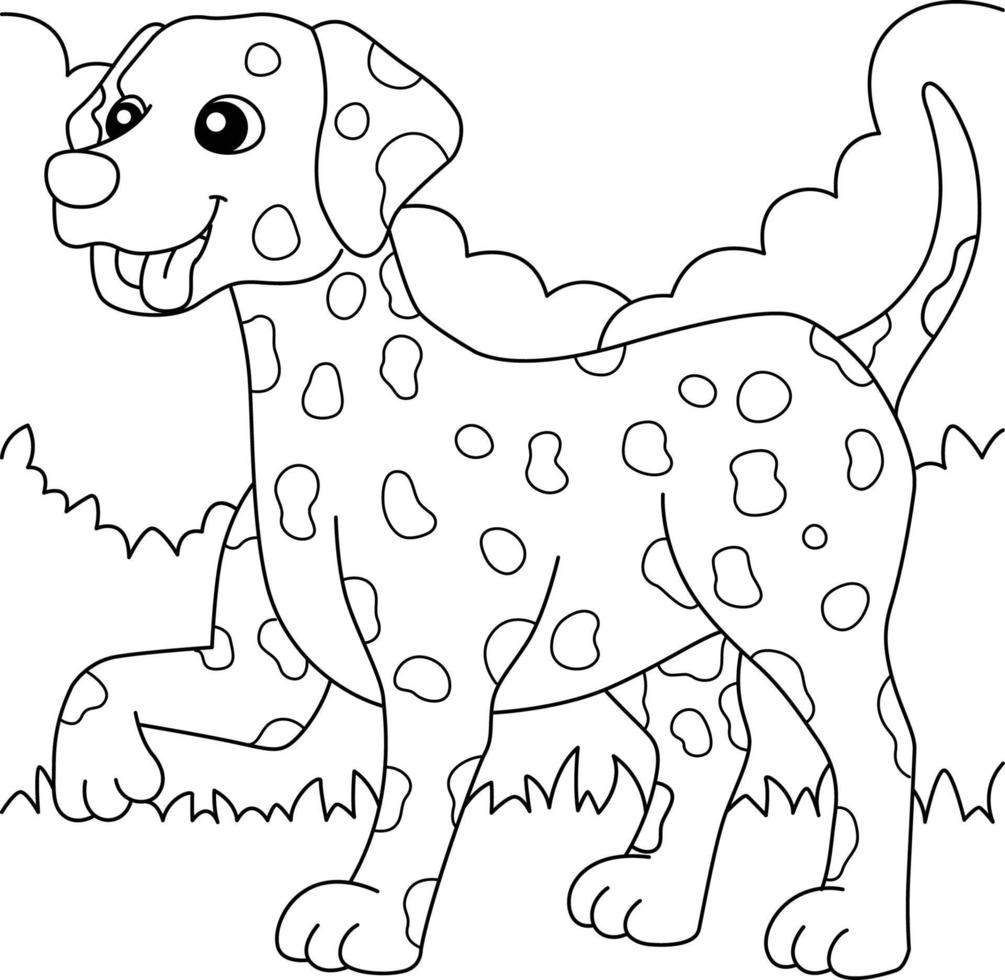 Página para colorear de perro dálmata para niños vector