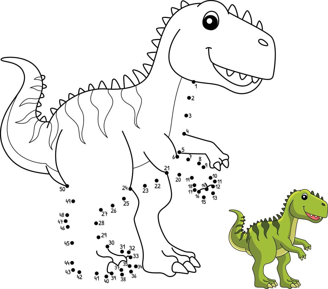 Dot to Dot Giganotosaurus Dinosaur Isolated vector