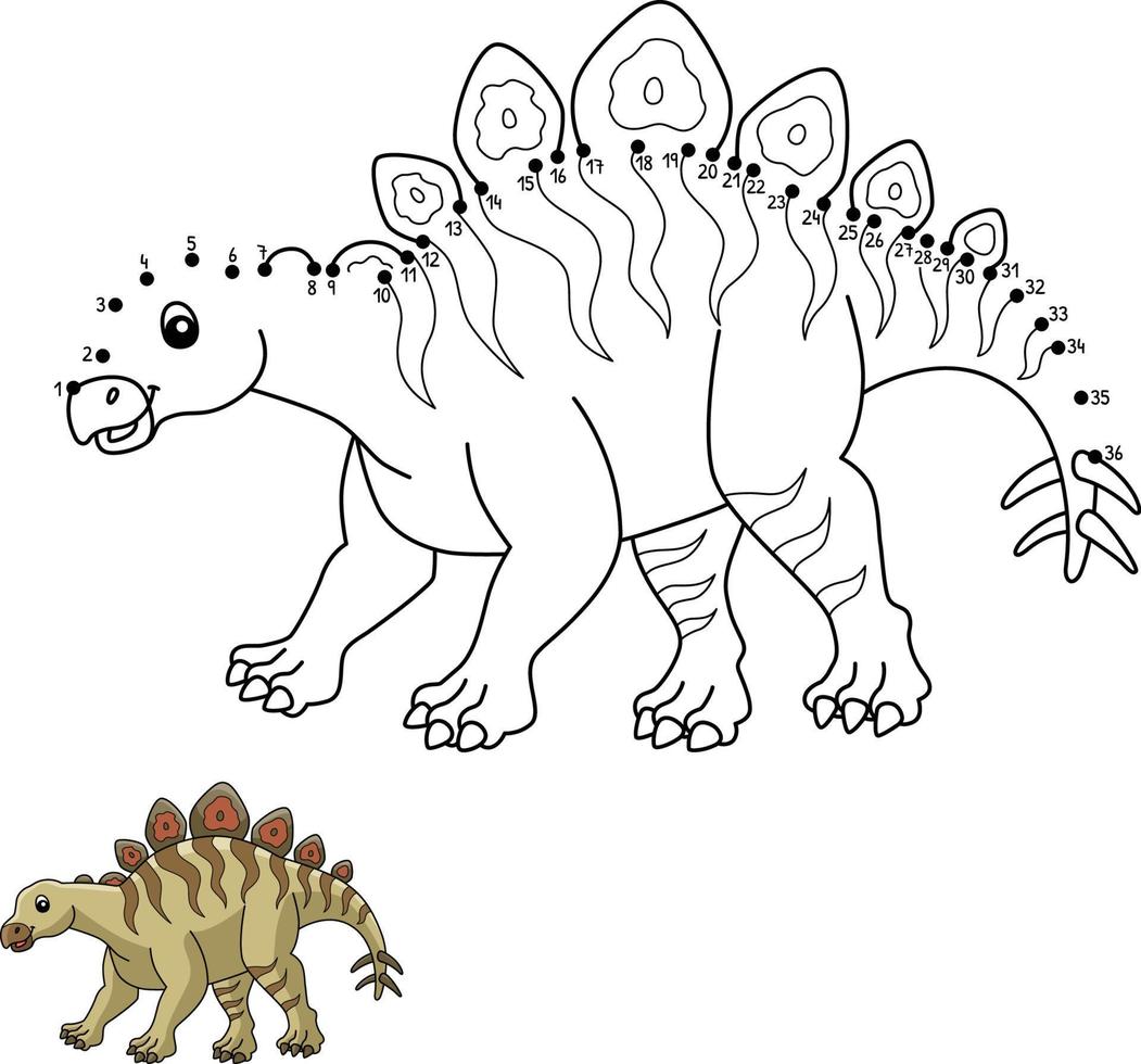 Dot to Dot Hesperosaurus Dinosaur Isolated vector