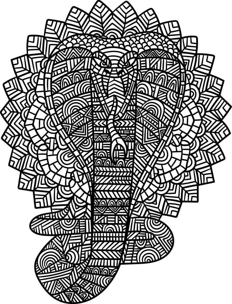 King Cobra Mandala Coloring Pages for Adults vector