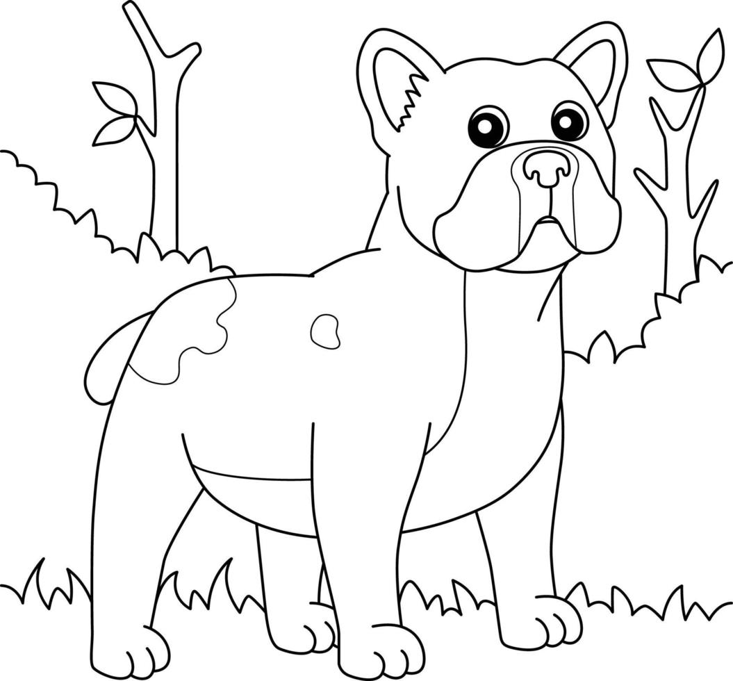 bulldog frances para colorear para niños vector