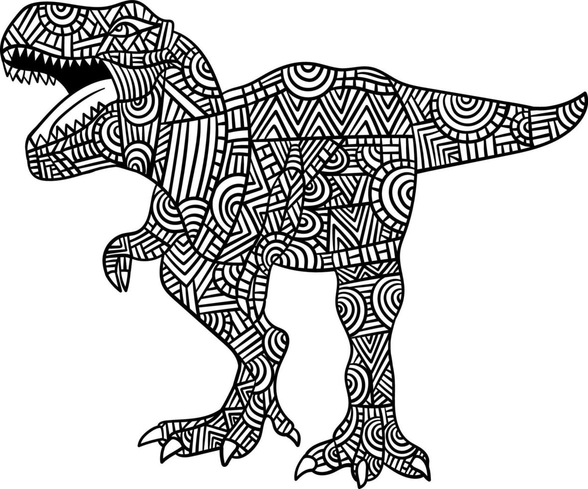 Tyrannosaurus Rex Dinosaur Mandala Coloring Pages vector