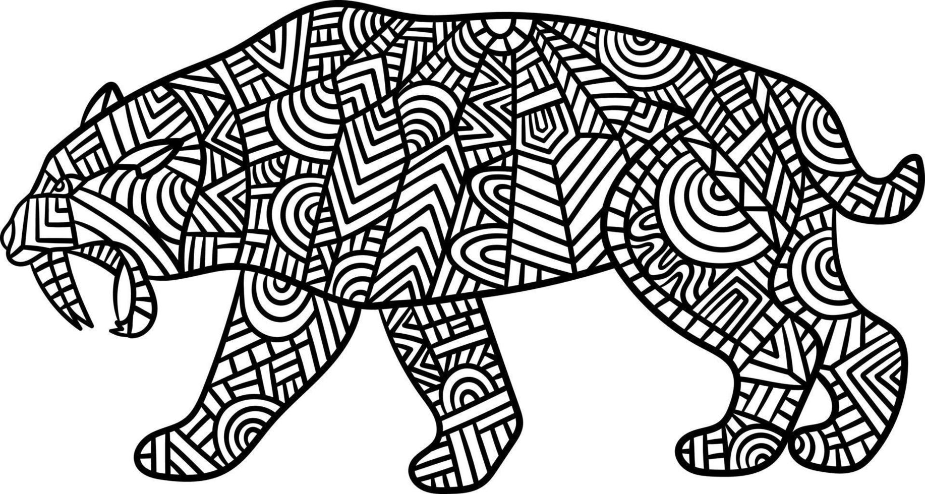 Smilodon Mandala Coloring Pages for Adults vector