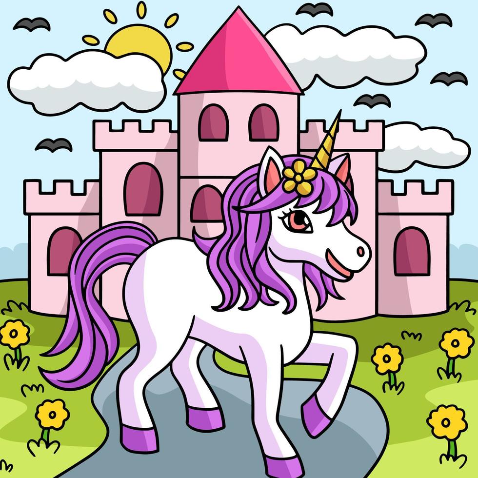 Unicorn Princess Colored Cartoon Illustration vector