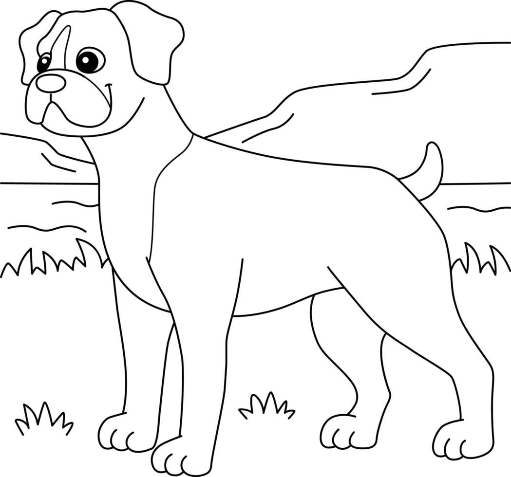 Coloring Pages Of Boxer Dogs - Boxer Dog Coloring Page For Kids Free Vector 