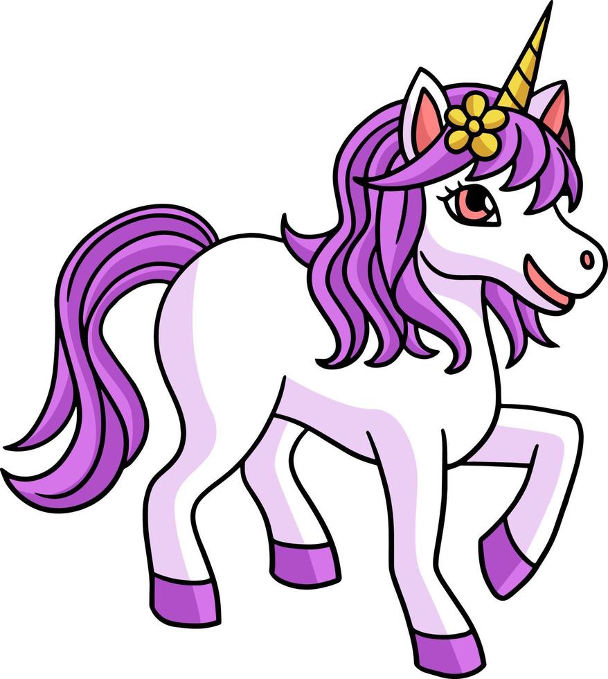 Unicorn Princess Cartoon Colored Clipart vector