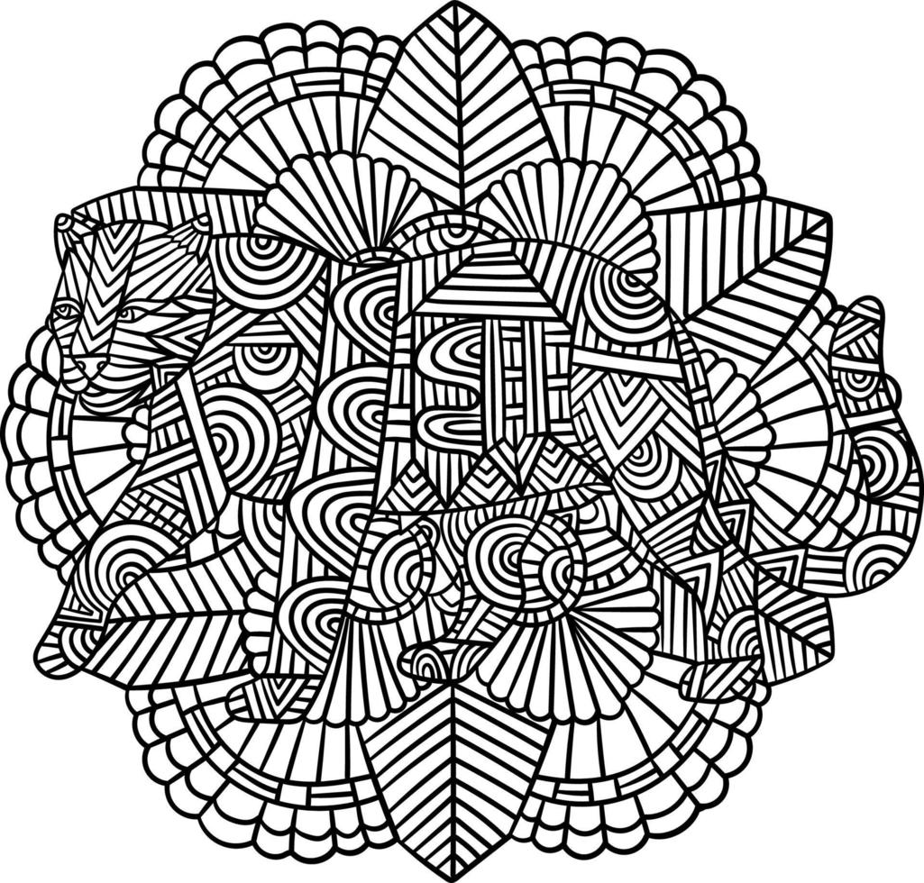Leopard Mandala Coloring Pages for Adults vector