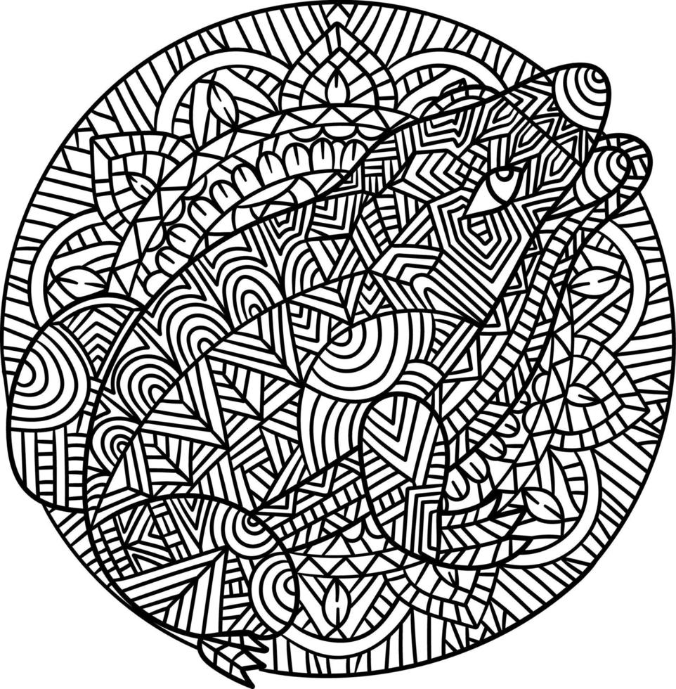 Frog Mandala Coloring Pages for Adults vector