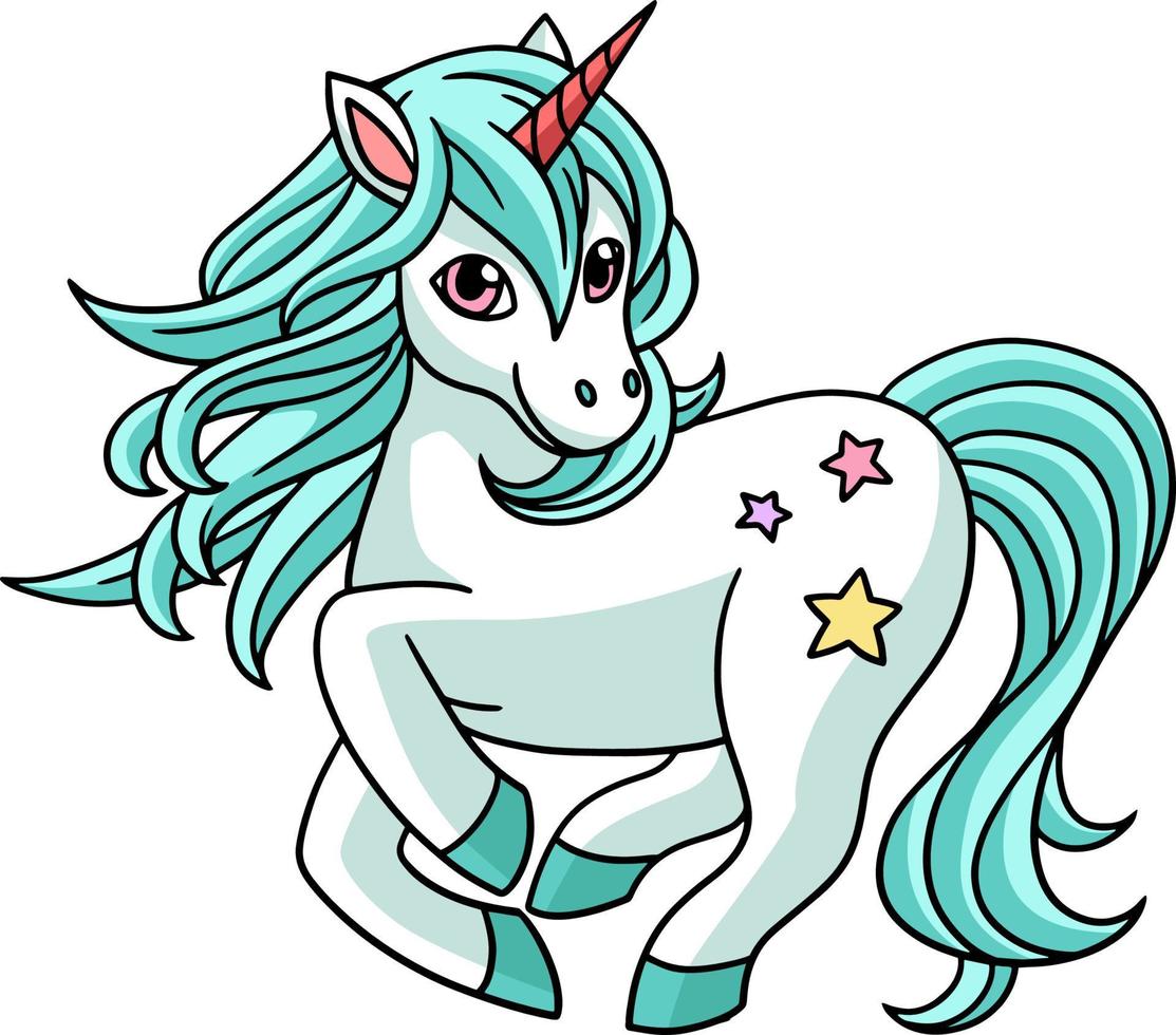 Unicorn Standing Cartoon Colored Clipart vector