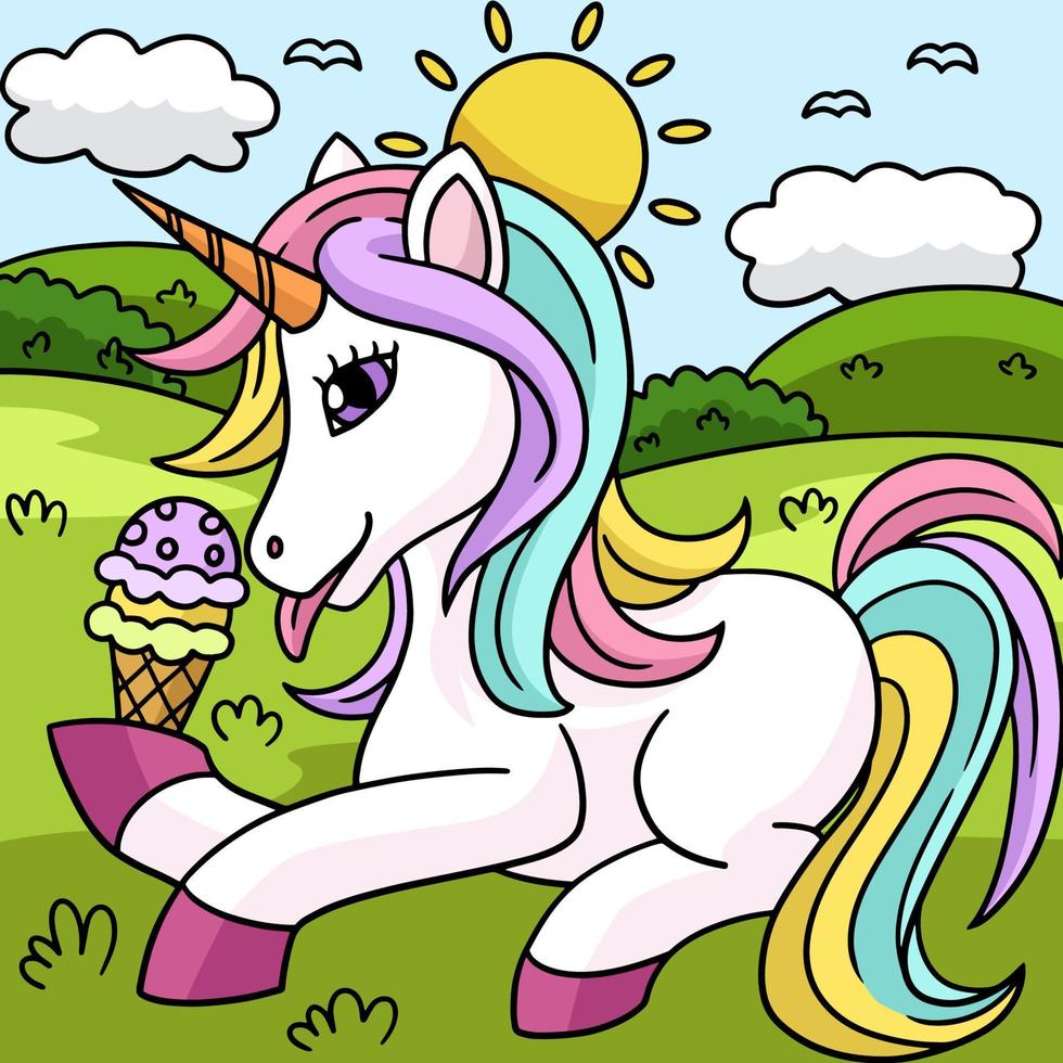 Premium Vector  Unicorn princess with icecream kawaii animal