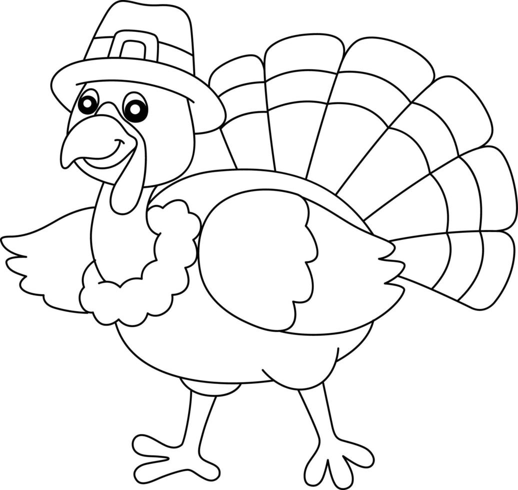 Thanksgiving Turkey Pilgrim Hat Isolated Coloring 7819236 Vector Art at ...