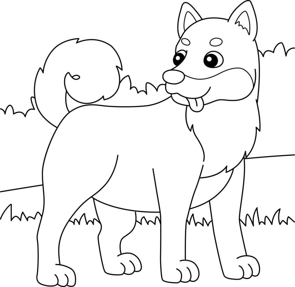 perro shiba inu para colorear para niños vector