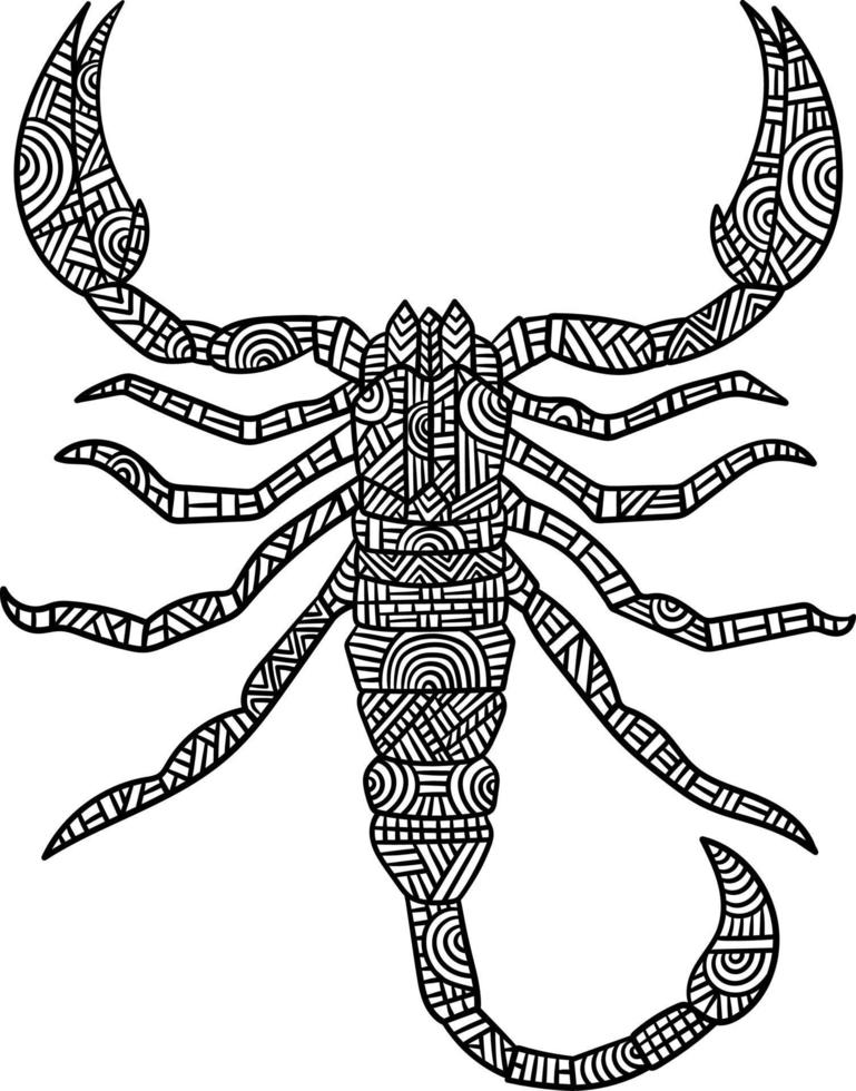 Scorpion Mandala Coloring Pages for Adults vector