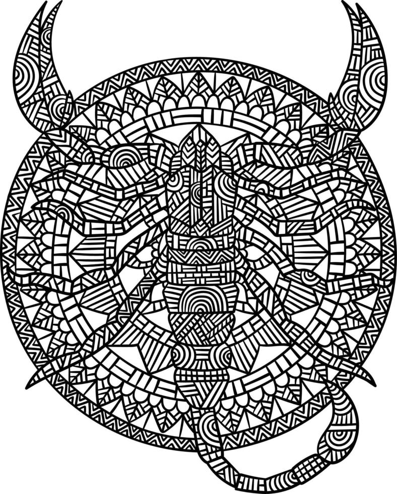 Scorpion Mandala Coloring Pages for Adults vector