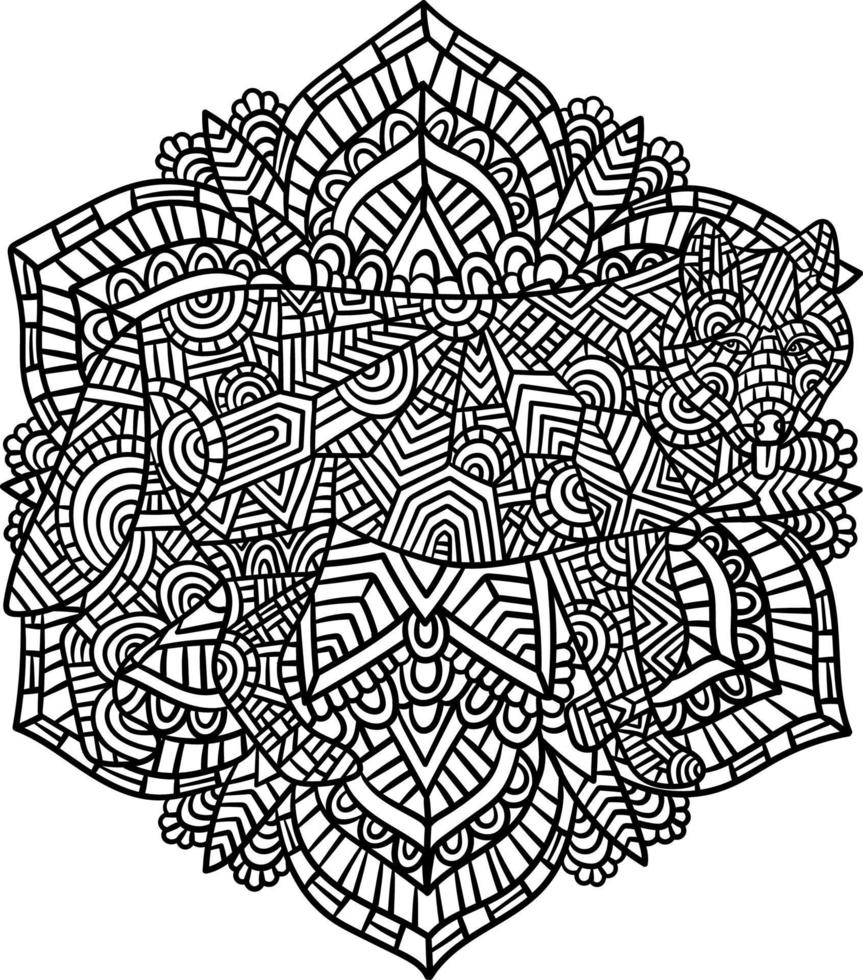 Wolf Mandala Coloring Pages for Adults vector