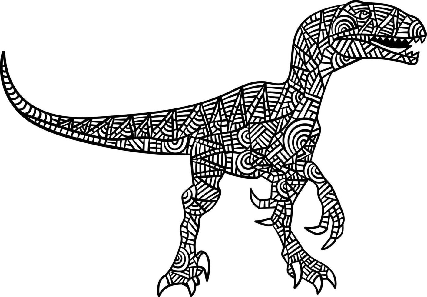 Velociraptor Mandala Coloring Pages for Adults vector