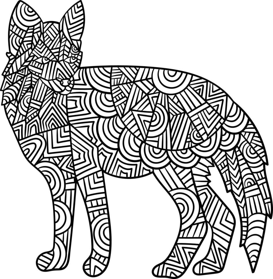 Fox Mandala Coloring Pages for Adults vector