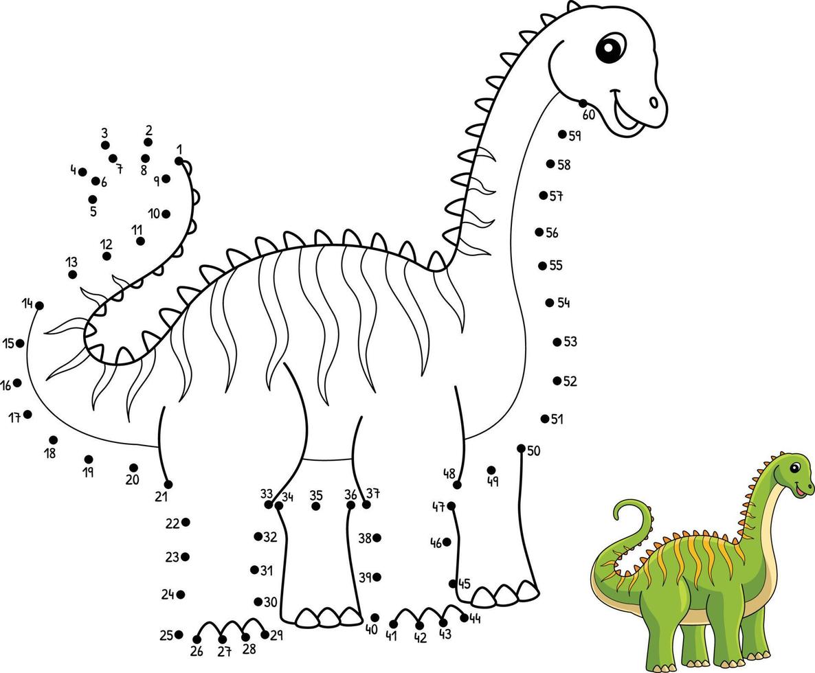 punto a punto diplodocus dinosaurio colorear aislado vector