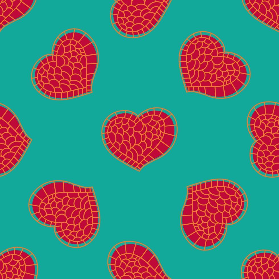 Abstract seamless pattern of doodle heart. vector