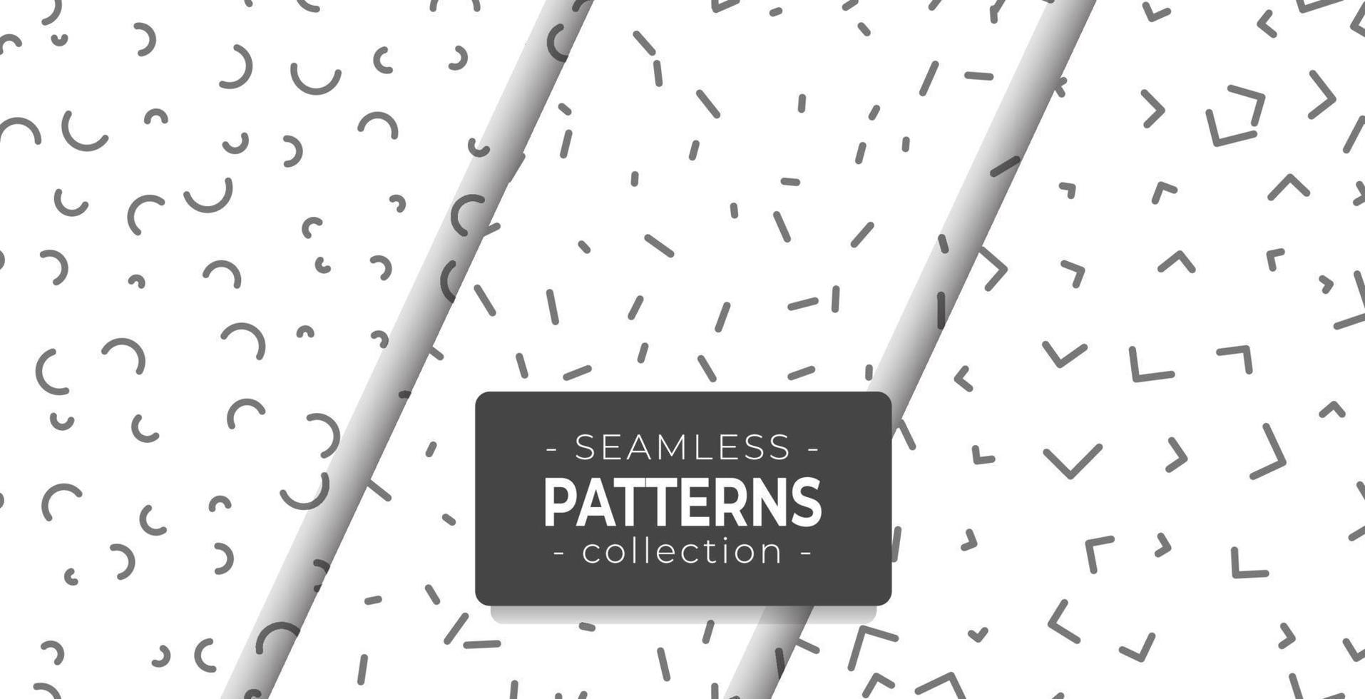 Black and White Memphis Seamless Patterns Vector Collection