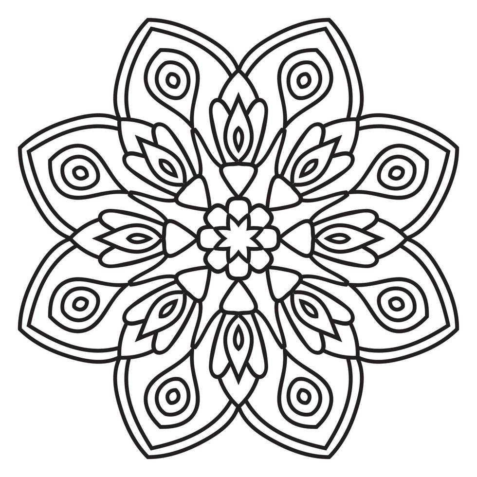 lindo mandala. flor ornamental redonda del doodle aislada en el fondo blanco. ornamento decorativo geométrico en estilo étnico oriental. vector