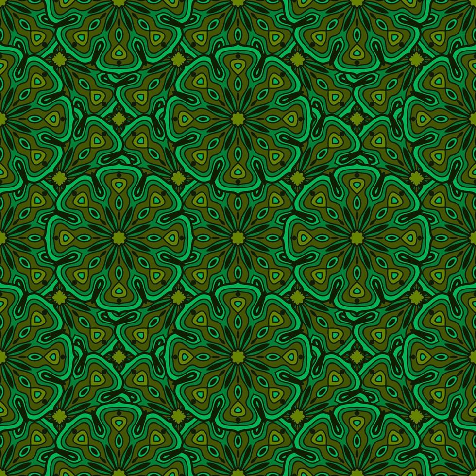 Resumen de patrones sin fisuras con flor de mandala. mosaico, azulejo, lunares. fondo floral. vector