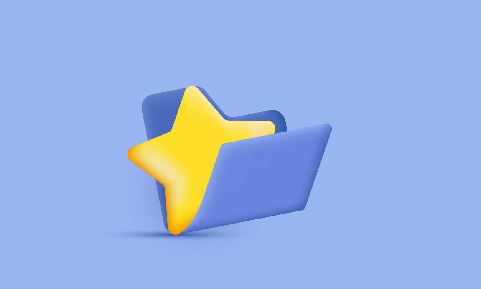 Icono de medios de administración favorito de marcador de carpeta estrella 3d aislado en vector