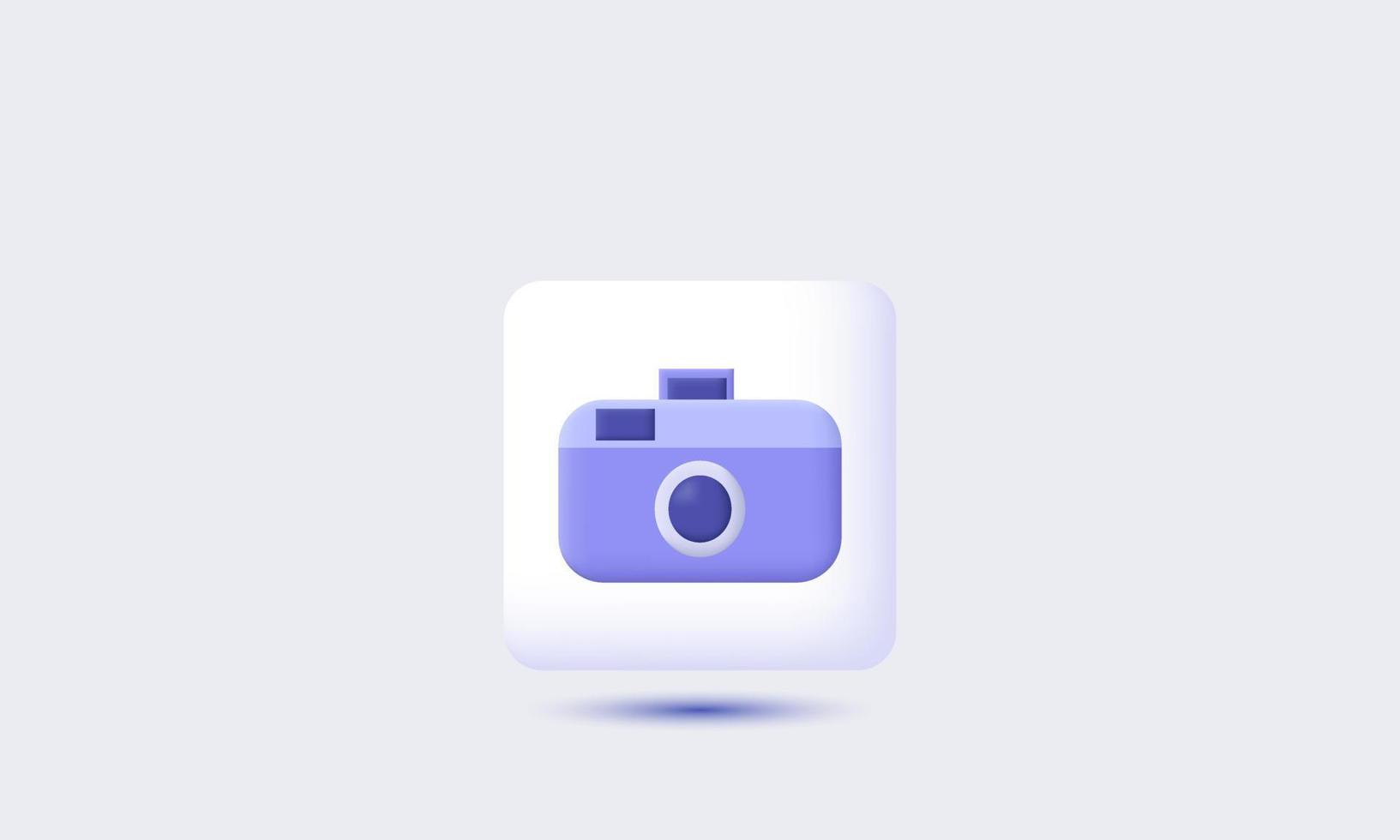 foto realista cámara lente botón vector 3d icono