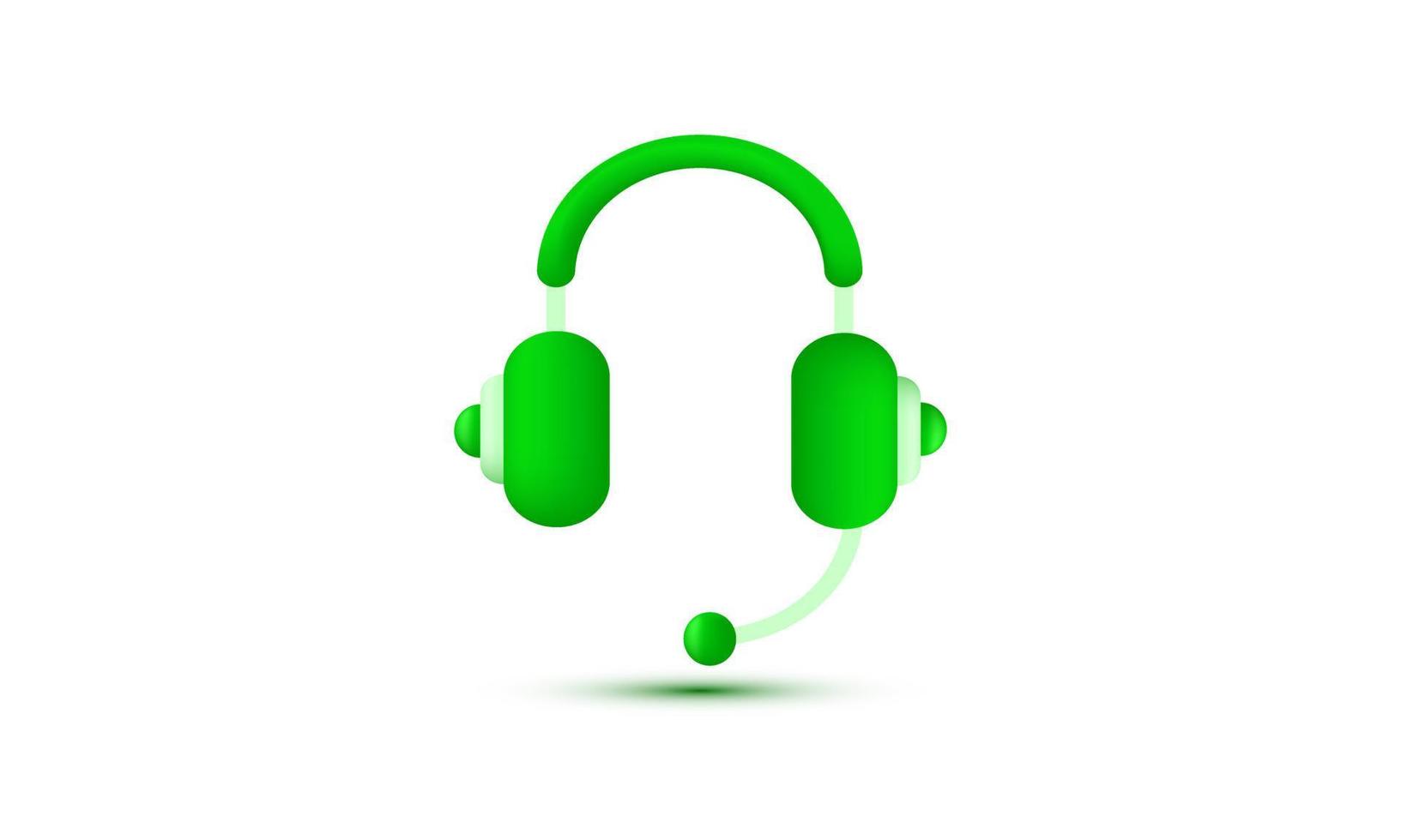 icono de auriculares verdes representación 3d blanco aislado en vector